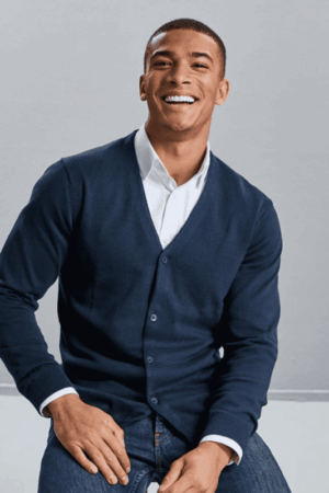 Russell Men V-Neck Knitted Cardigan