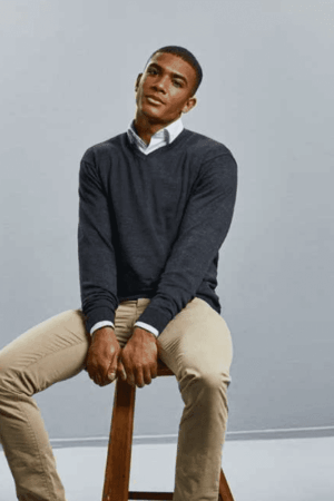 Russell Men V-neck Knitted Pullover