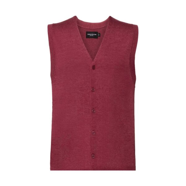 Russel Men's V-Neck Sleeveless Knitted Cardigan Cranberry Marl 4XL