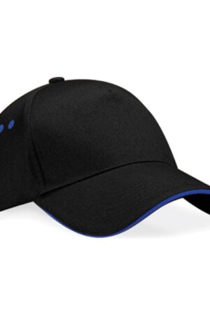 Beechfield Beechfield Ultimate 5 Panel Cap - Sandwich Peak Black Bright Royal ONE SIZE