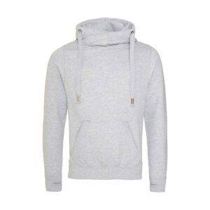 Just Hoods Cross Neck Hoodie Heather Grey XS