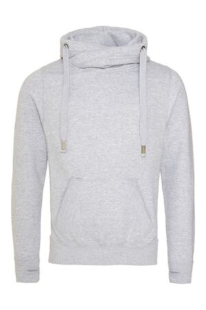 Just Hoods Cross Neck Hoodie Heather Grey XS