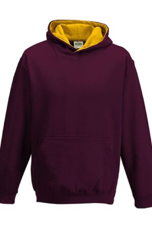Just Hoods Kids` Varsity Hoodie Burgundy Gold 9-11 jaar (134-140)