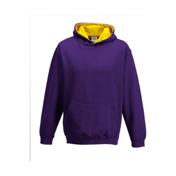 Just Hoods Kids` Varsity Hoodie Purple Sun Yellow 12-13 jaar (152-158)
