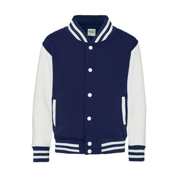 Just Hoods Kids` Varsity Jacket Oxford Navy White 12-13 jaar (152-158)
