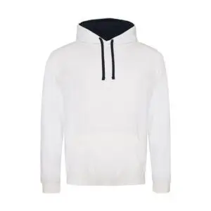 Just Hoods Varsity Hoodie Arctic White French Navy XXL
