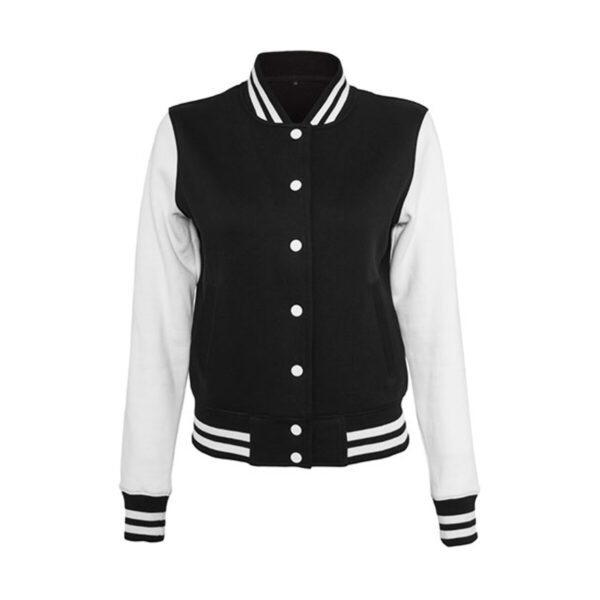 Build Your Brand Ladies´ Sweat College Jacket Black White XL