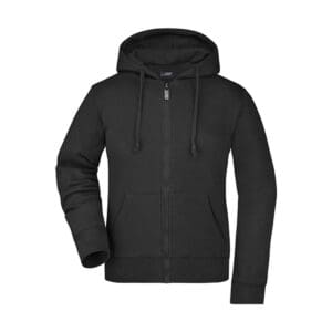 James & Nicholson Ladies´ Hooded Jacket Black XXL